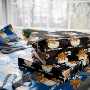 Cowboy Santa Christmas Wrapping Paper Roll Ho Ho Ho Howdy Christmas TS14 Black Print Your Wear