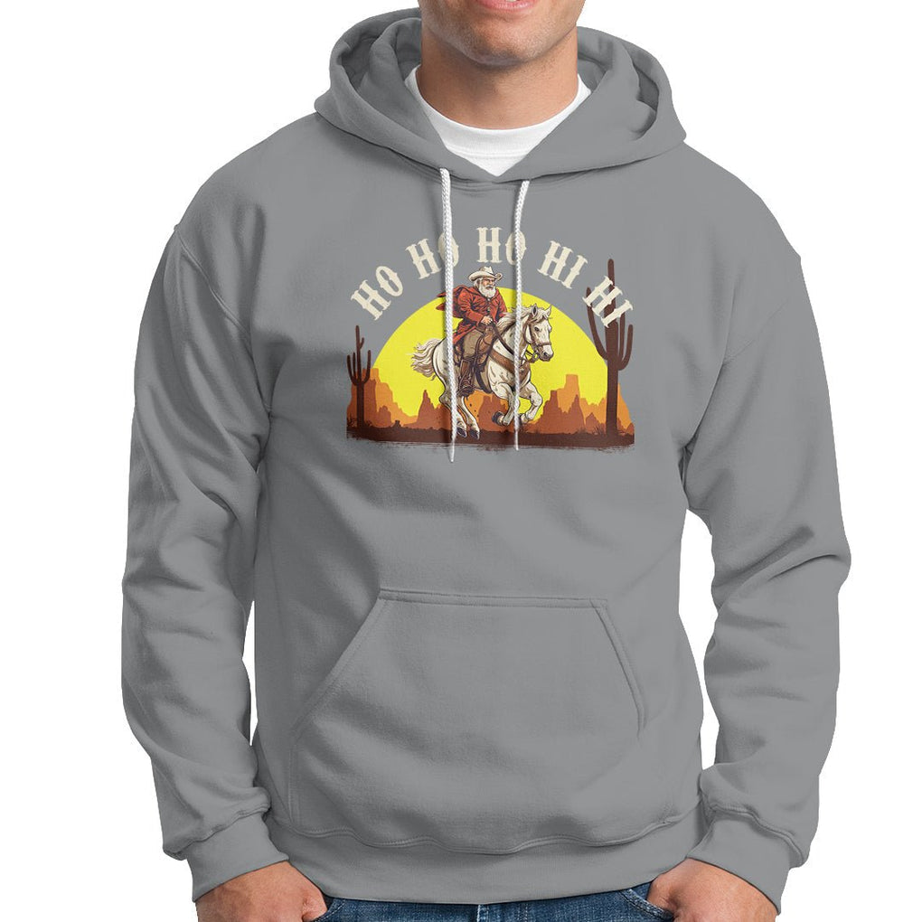 Cowboy Santa Claus Riding A Horse Ho Ho Hi Hi Hoodie TS09 Sport Gray Printyourwear