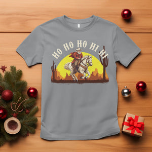 Cowboy Santa Claus Riding A Horse Ho Ho Hi Hi T Shirt TS09 Sport Gray Printyourwear