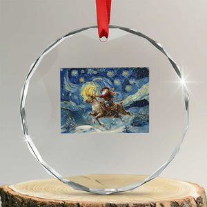 Cowboy Santa Starry Night Christmas Crystal Glass Ornament TS14 Transparent Glass 3'' Circle Print Your Wear