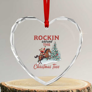 Cowboy Santa Western Christmas Heart Crystal Glass Ornament Rockin Around The Xmas Tree TS14 Transparent Glass 3'' Heart Print Your Wear