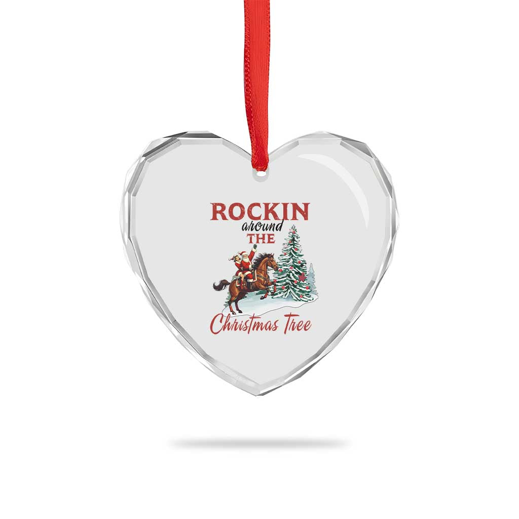 Cowboy Santa Western Christmas Heart Crystal Glass Ornament Rockin Around The Xmas Tree TS14 Print Your Wear