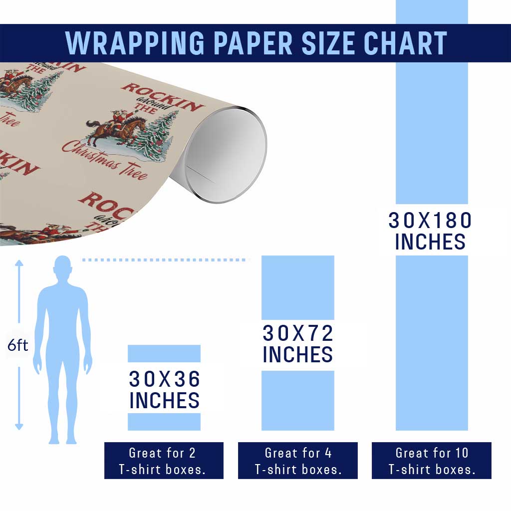 Cowboy Santa Western Christmas Wrapping Paper Roll Rockin Around The Xmas Tree TS14 Print Your Wear