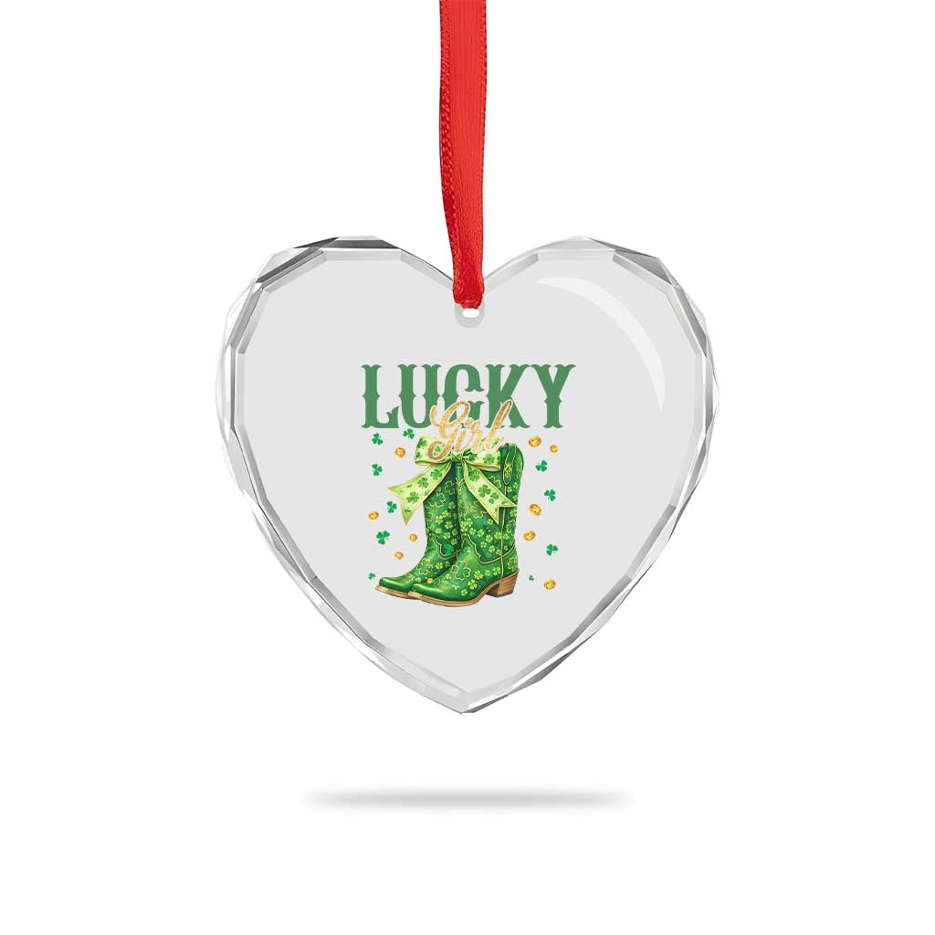 Cowboy St Patrick's Day Heart Crystal Glass Ornament Lucky Girl Boots TS14 Print Your Wear