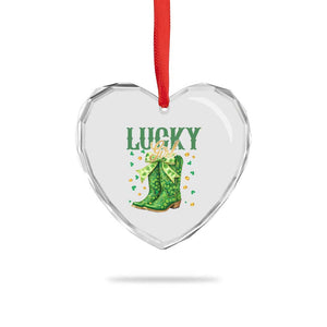 Cowboy St Patrick's Day Heart Crystal Glass Ornament Lucky Girl Boots TS14 Print Your Wear