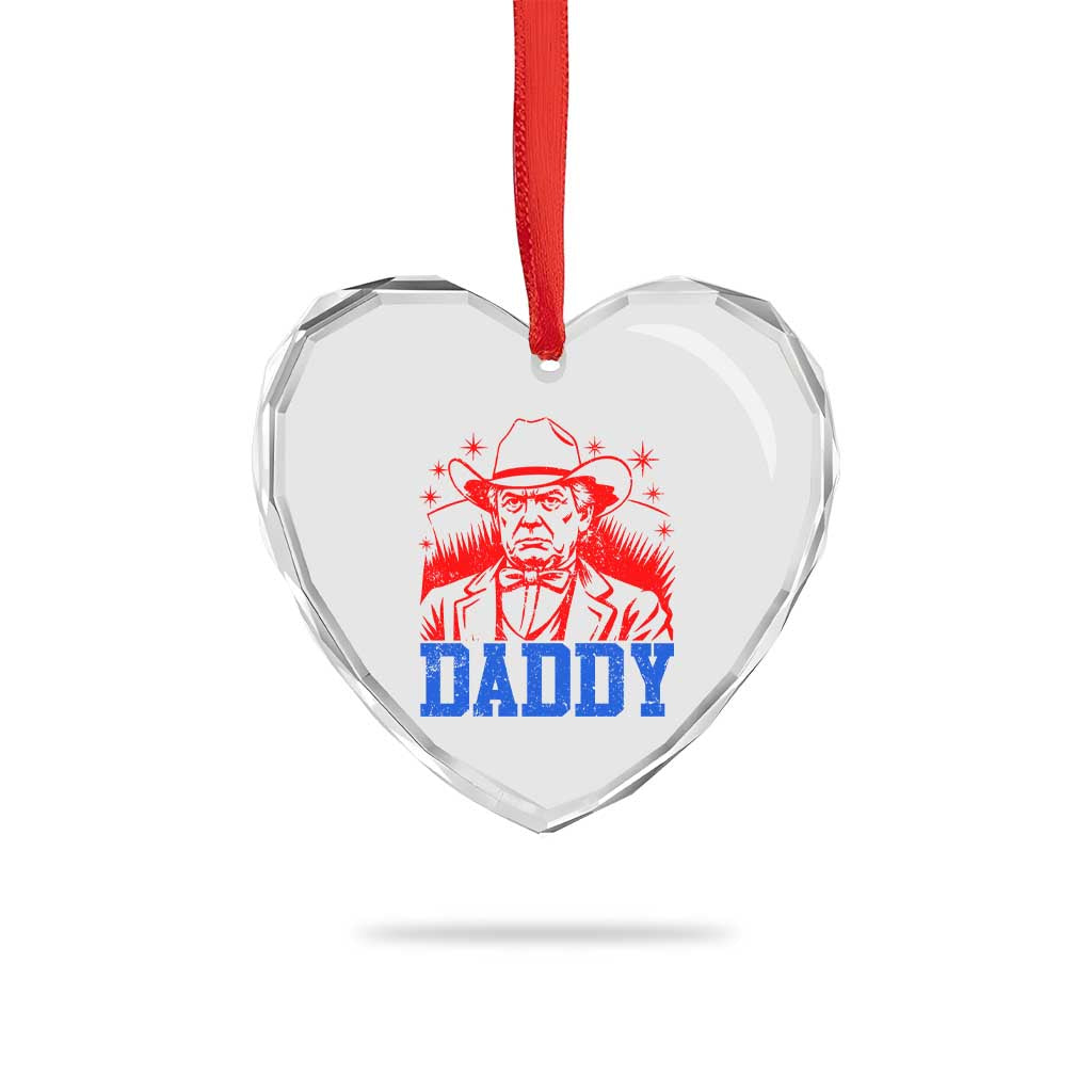 Cowboy Trump Daddy Heart Crystal Glass Ornament Western Politica Patriotic Americans TS02 Print Your Wear
