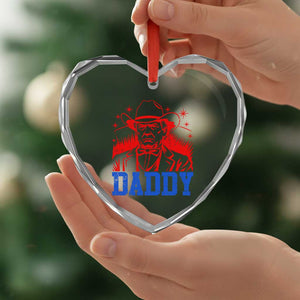 Cowboy Trump Daddy Heart Crystal Glass Ornament Western Politica Patriotic Americans TS02 Print Your Wear