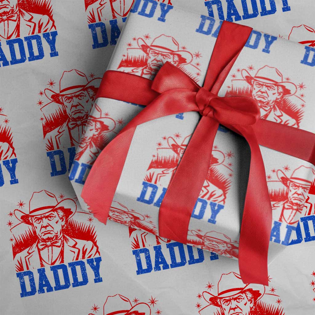 Cowboy Trump Daddy Wrapping Paper Roll Western Politica Patriotic Americans TS02 White Print Your Wear