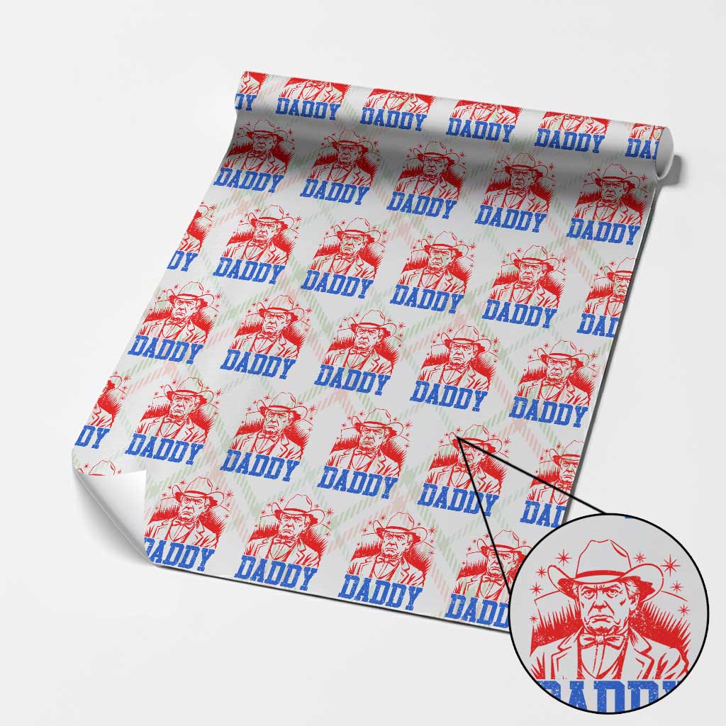 Cowboy Trump Daddy Wrapping Paper Roll Western Politica Patriotic Americans TS02 Christmas Plaid Print Your Wear
