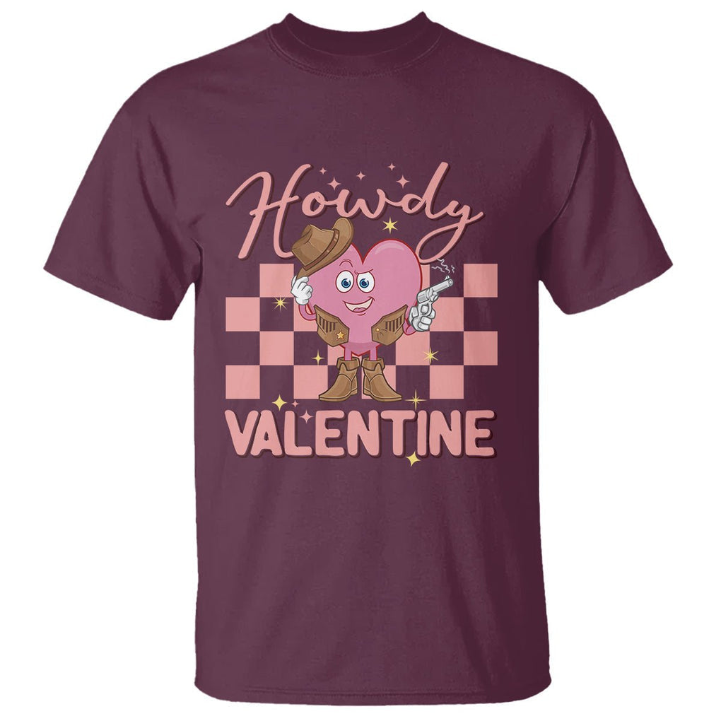 Cowboy Valentine T Shirt Funny Retro Howdy Valentine Western Heart TS02 Maroon Printyourwear