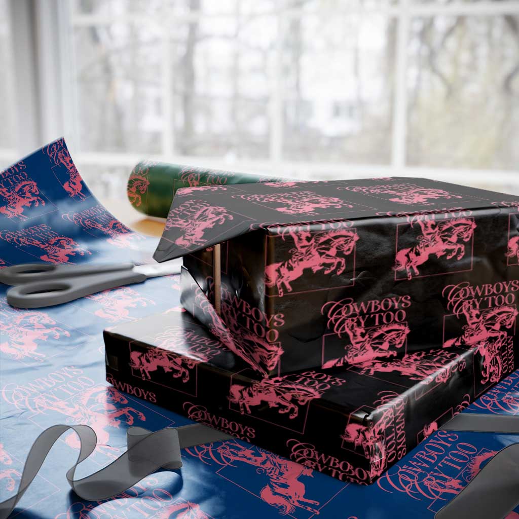 Cowboys Cry Too Wrapping Paper Roll Western Rodeo Cowgirl Cowboy Aesthetic Pink TS02 Black Print Your Wear