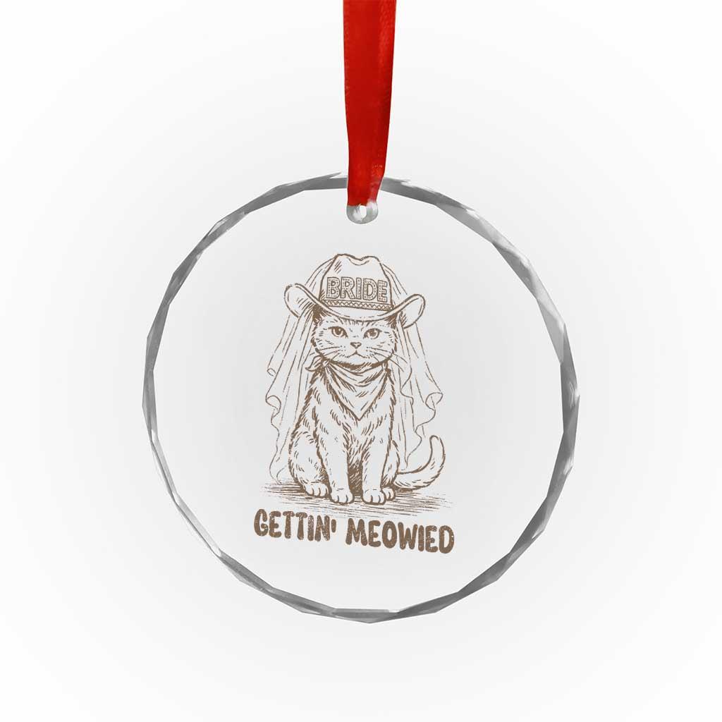 Cowgirl Bride Cat Crystal Glass Ornament Vintage Cow Cat Rodeo Bachelorette TS10 Print Your Wear
