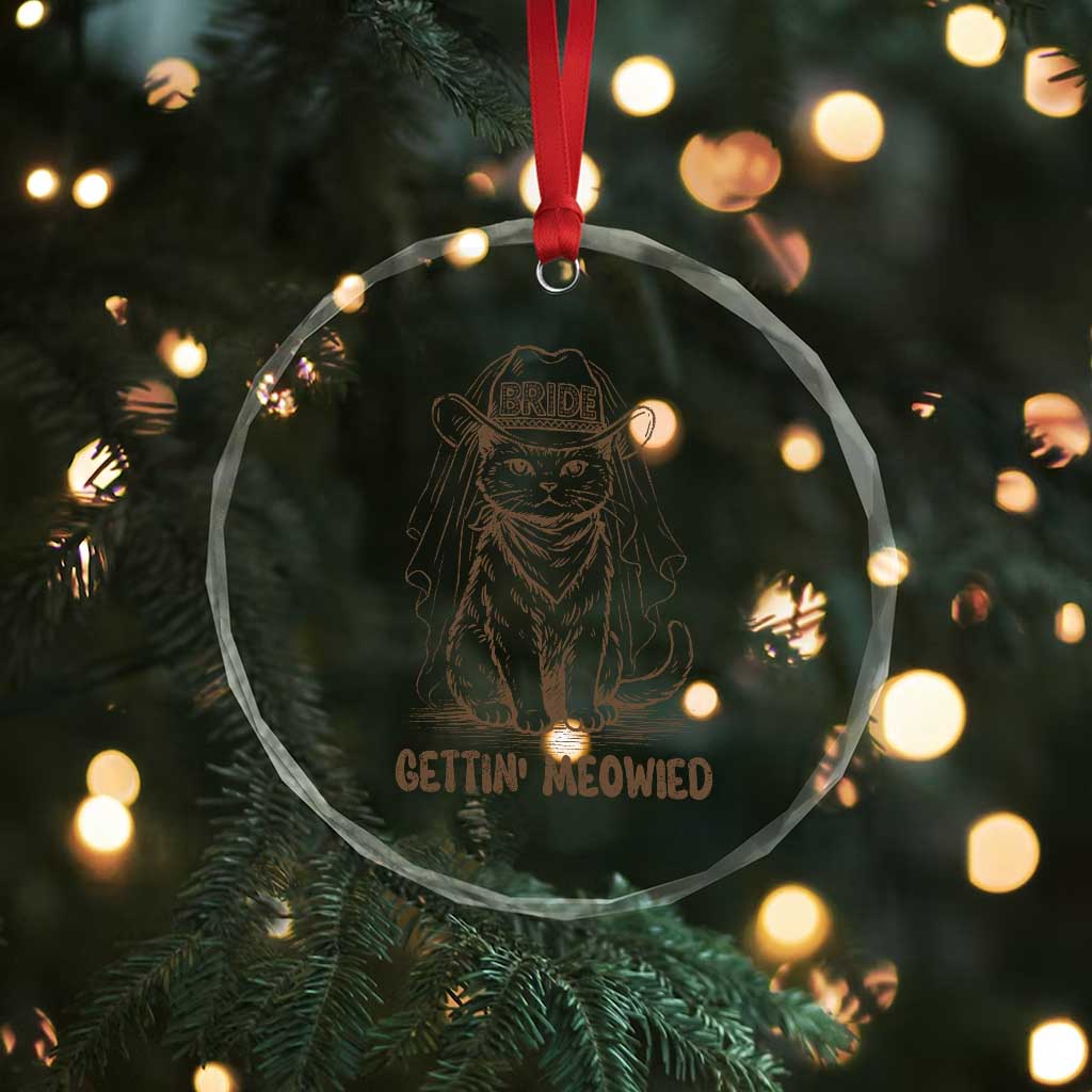 Cowgirl Bride Cat Crystal Glass Ornament Vintage Cow Cat Rodeo Bachelorette TS10 Print Your Wear