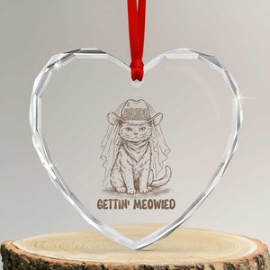 Cowgirl Bride Cat Heart Crystal Glass Ornament Vintage Cow Cat Rodeo Bachelorette TS10 Transparent Glass 3'' Heart Print Your Wear