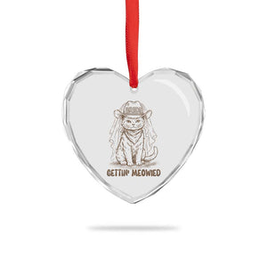 Cowgirl Bride Cat Heart Crystal Glass Ornament Vintage Cow Cat Rodeo Bachelorette TS10 Print Your Wear