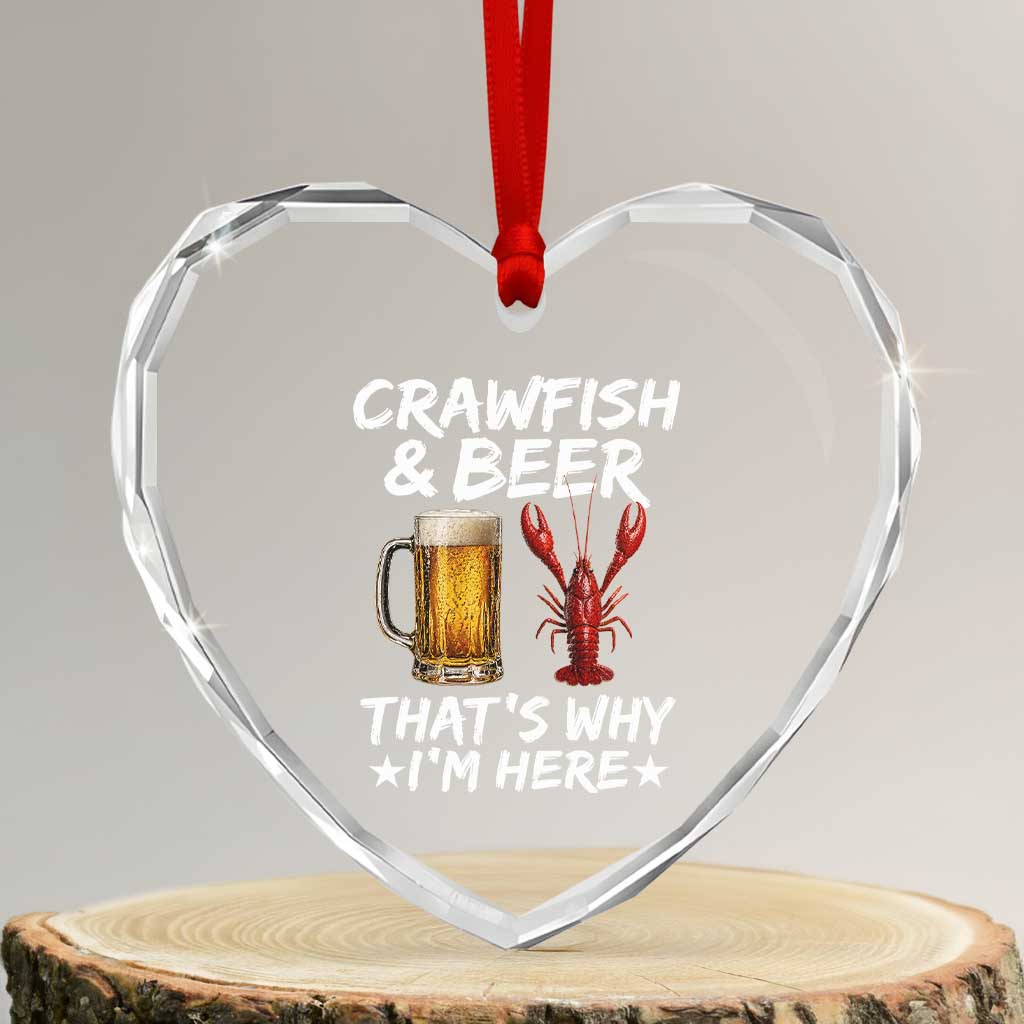Crawfish Beer Lovers Heart Crystal Glass Ornament Funny Crawfish Cajun Seafood Festival Daddy Crawfish TS10 Transparent Glass 3'' Heart Print Your Wear