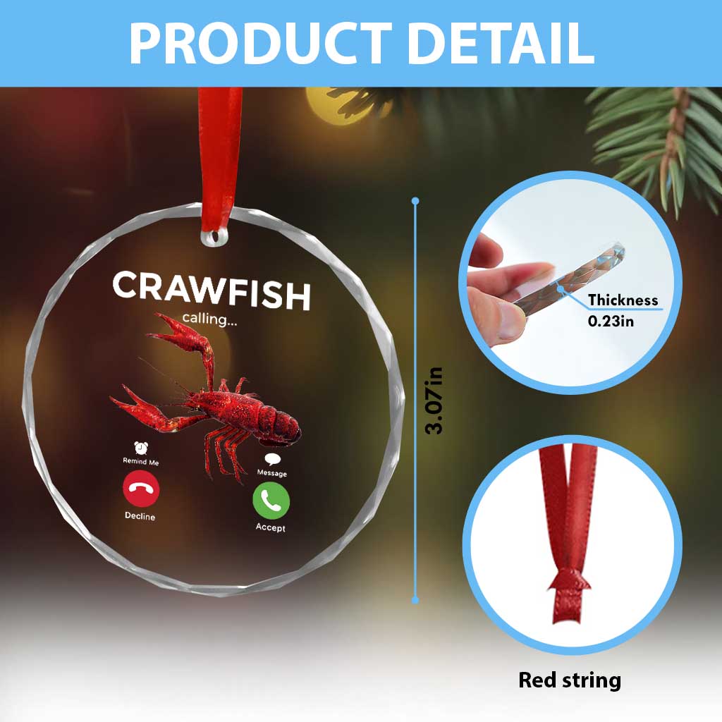 Crawfish Calling Crystal Glass Ornament Funny Fishing Cajun Boil Lobster Meme TS10 Print Your Wear