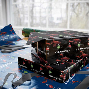 Crawfish Calling Wrapping Paper Roll Funny Fishing Cajun Boil Lobster Meme TS10 Black Print Your Wear