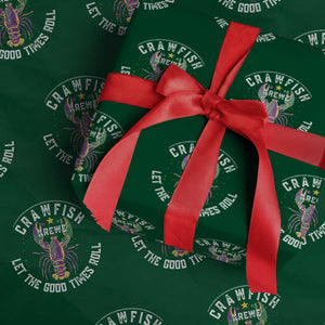 Crawfish Krewe Let The Good Times Roll Wrapping Paper Roll Funny Mardi Gras TS11 Green Print Your Wear