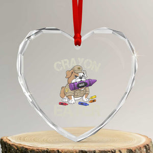 Crayon Eater Bulldog Heart Crystal Glass Ornament Funny Military Gift with Combat Pup and MRE Crayon TS02 Transparent Glass 3'' Heart Print Your Wear