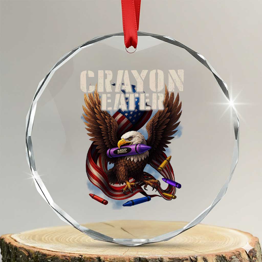 Crayon Eater Crystal Glass Ornament Funny Eagle 250th Anniversary Veterans Gifts TS10 Transparent Glass 3'' Circle Print Your Wear