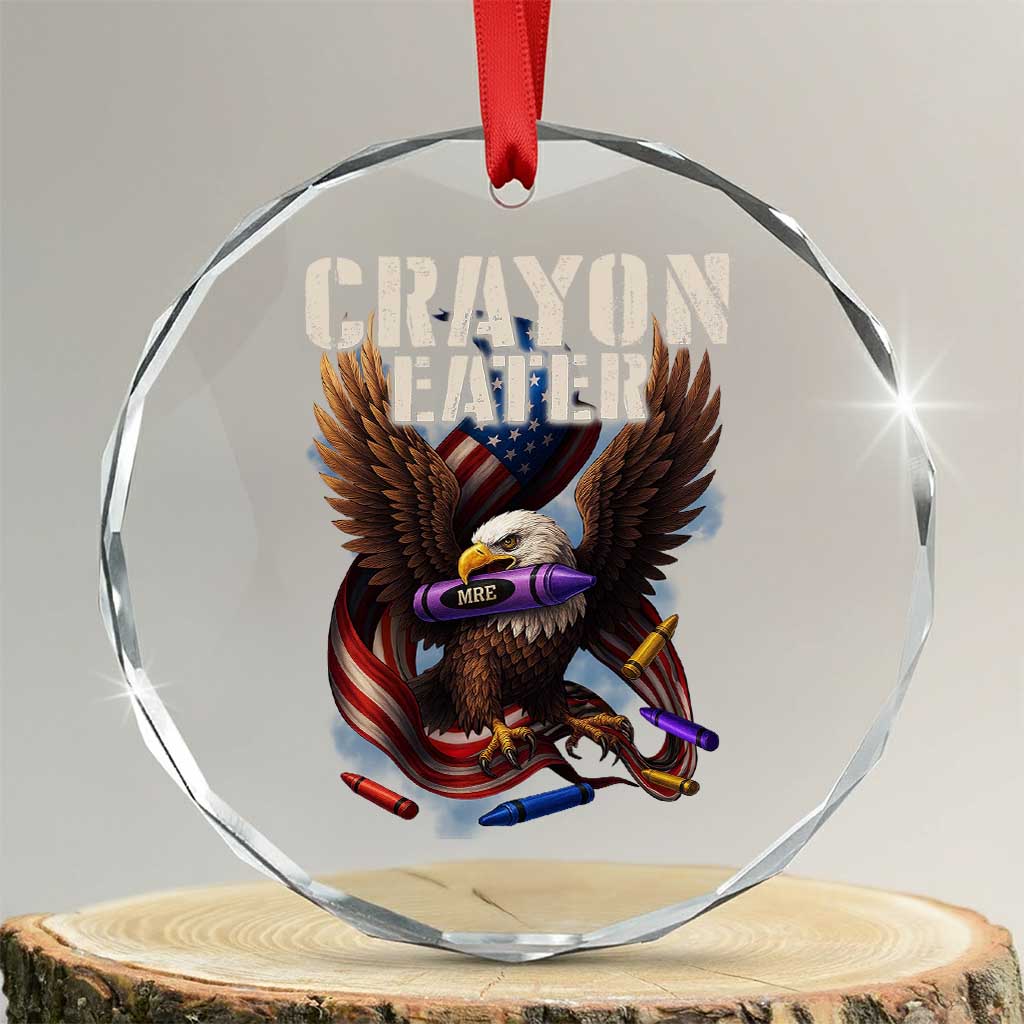 Crayon Eater Crystal Glass Ornament Funny Eagle 250th Anniversary Veterans Gifts TS10 Transparent Glass 3'' Circle Print Your Wear