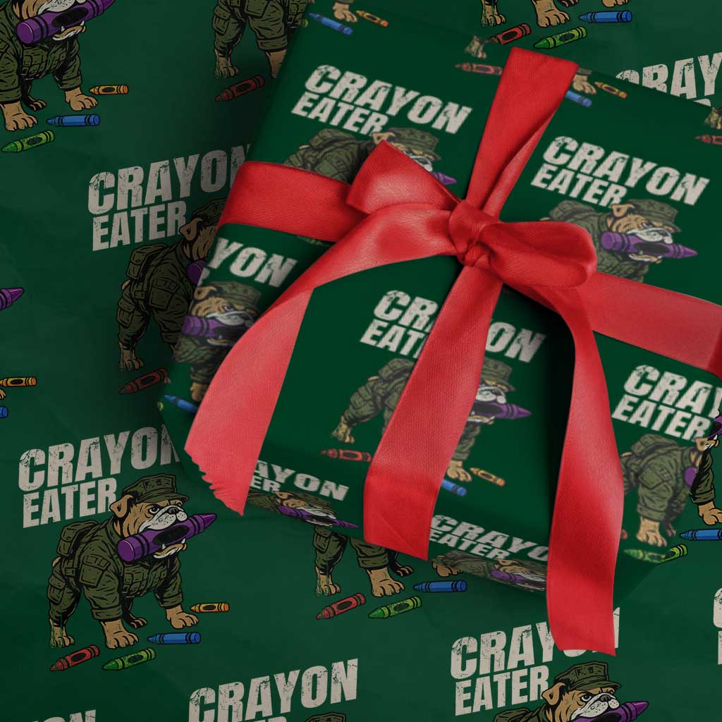 Crayon Eater Wrapping Paper Roll Funny Bulldog Military Corps Proud Soldier Family TS10 Green Print Your Wear