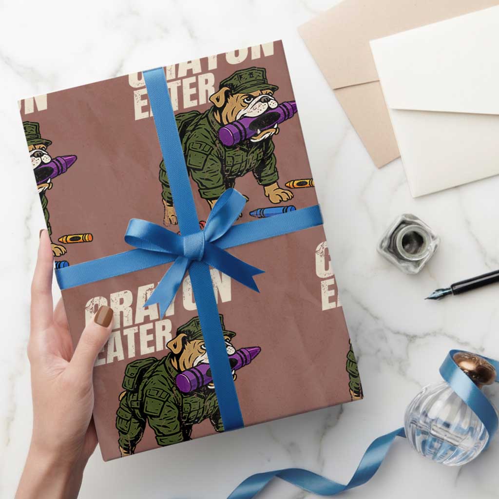 Crayon Eater Wrapping Paper Roll Funny Bulldog Military Corps Proud Soldier Family TS10 Mocha Print Your Wear