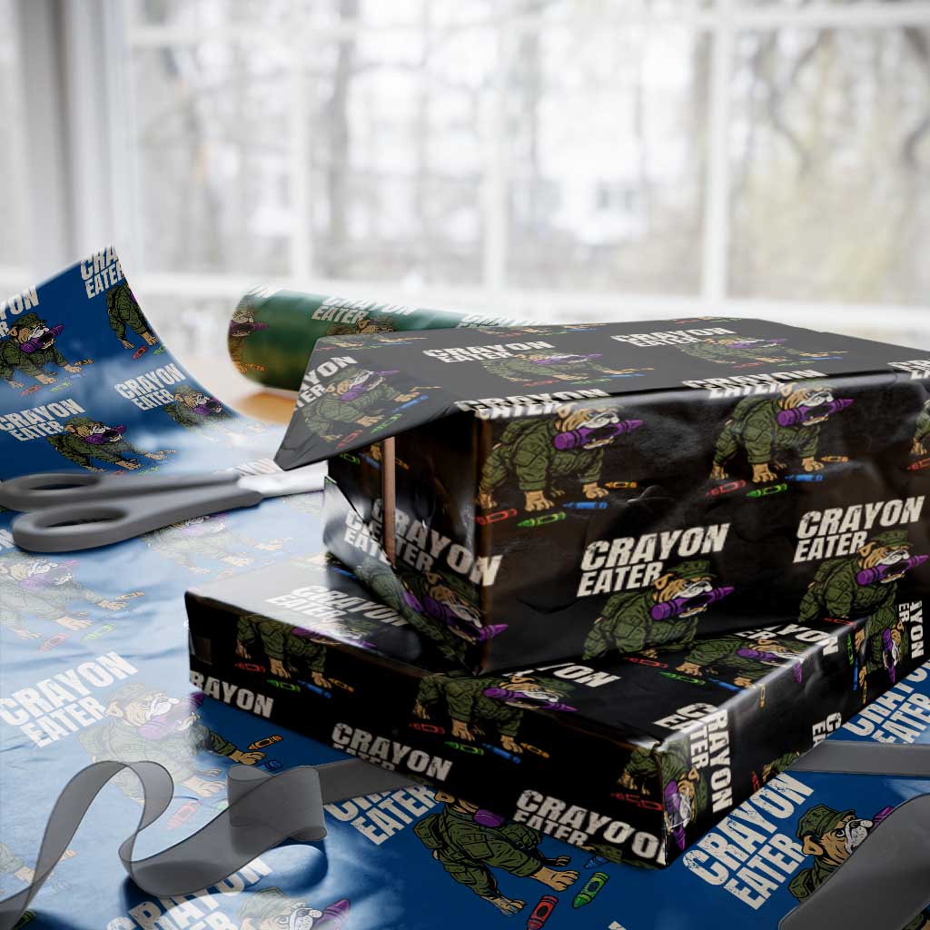 Crayon Eater Wrapping Paper Roll Funny Bulldog Military Corps Proud Soldier Family TS10 Black Print Your Wear