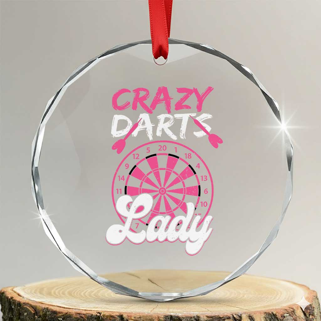 Crazy Darts Lady Bullseye Dart Shooting Crystal Glass Ornament Female Dartist Gift TS12 Transparent Glass 3'' Circle Print Your Wear