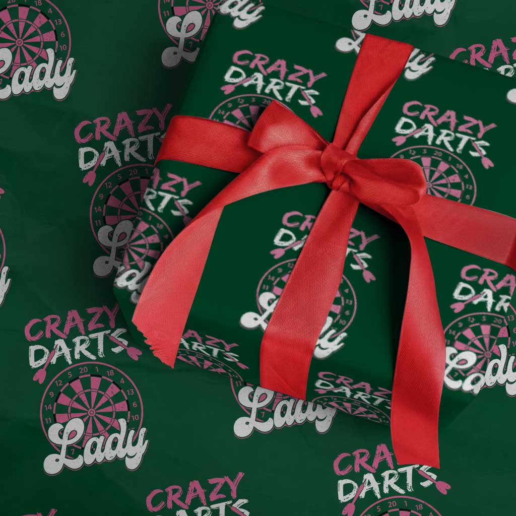 Crazy Darts Lady Bullseye Dart Shooting Wrapping Paper Roll Female Dartist Gift TS12 Green Print Your Wear