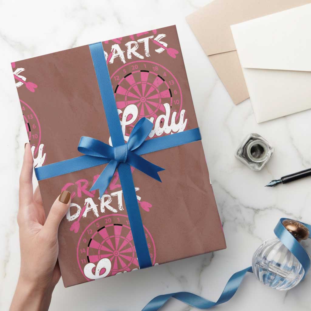 Crazy Darts Lady Bullseye Dart Shooting Wrapping Paper Roll Female Dartist Gift TS12 Mocha Print Your Wear