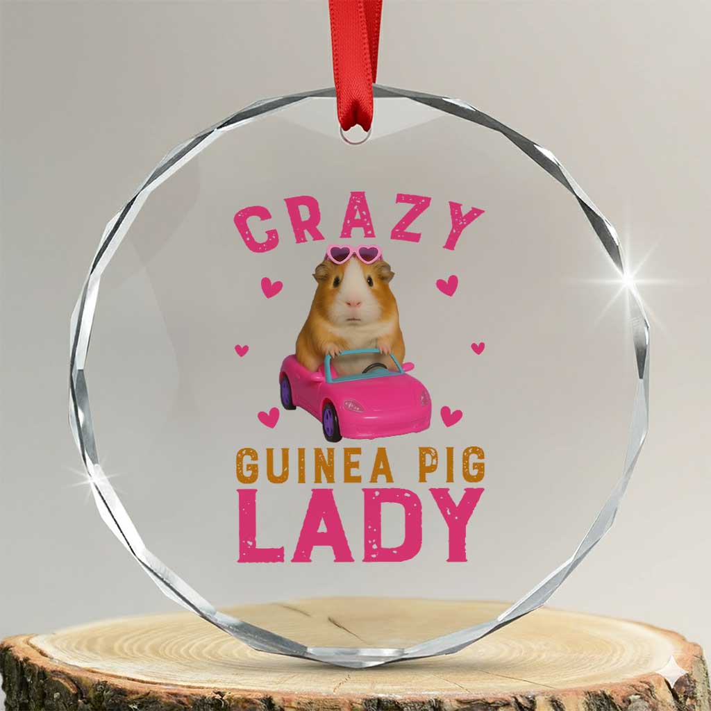 Crazy Guinea Pig Lady Crystal Glass Ornament Funny Pet Lover Gift TS12 Transparent Glass 3'' Circle Print Your Wear