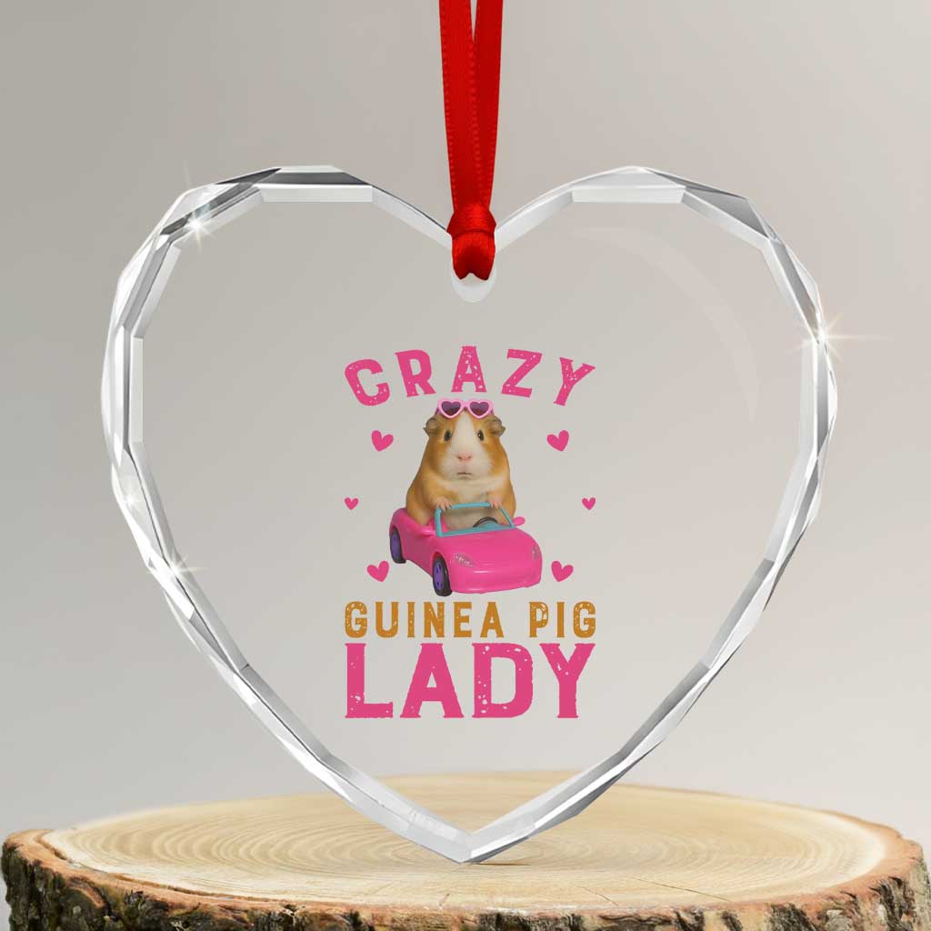 Crazy Guinea Pig Lady Heart Crystal Glass Ornament Funny Pet Lover Gift TS12 Transparent Glass 3'' Heart Print Your Wear