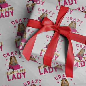 Crazy Guinea Pig Lady Wrapping Paper Roll Funny Pet Lover Gift TS12 White Print Your Wear