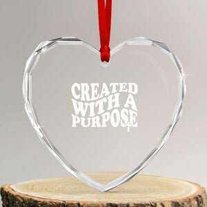 Created With A Purpose Christian Heart Crystal Glass Ornament Inspirational Religious Bible Verse TS11 Transparent Glass 3'' Heart Print Your Wear