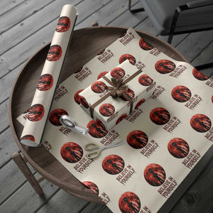 Creepy Alien Believe In Yourself Wrapping Paper Roll Funny Blood Moon Sci-Fi Horror Graphic TS02 Beige Print Your Wear