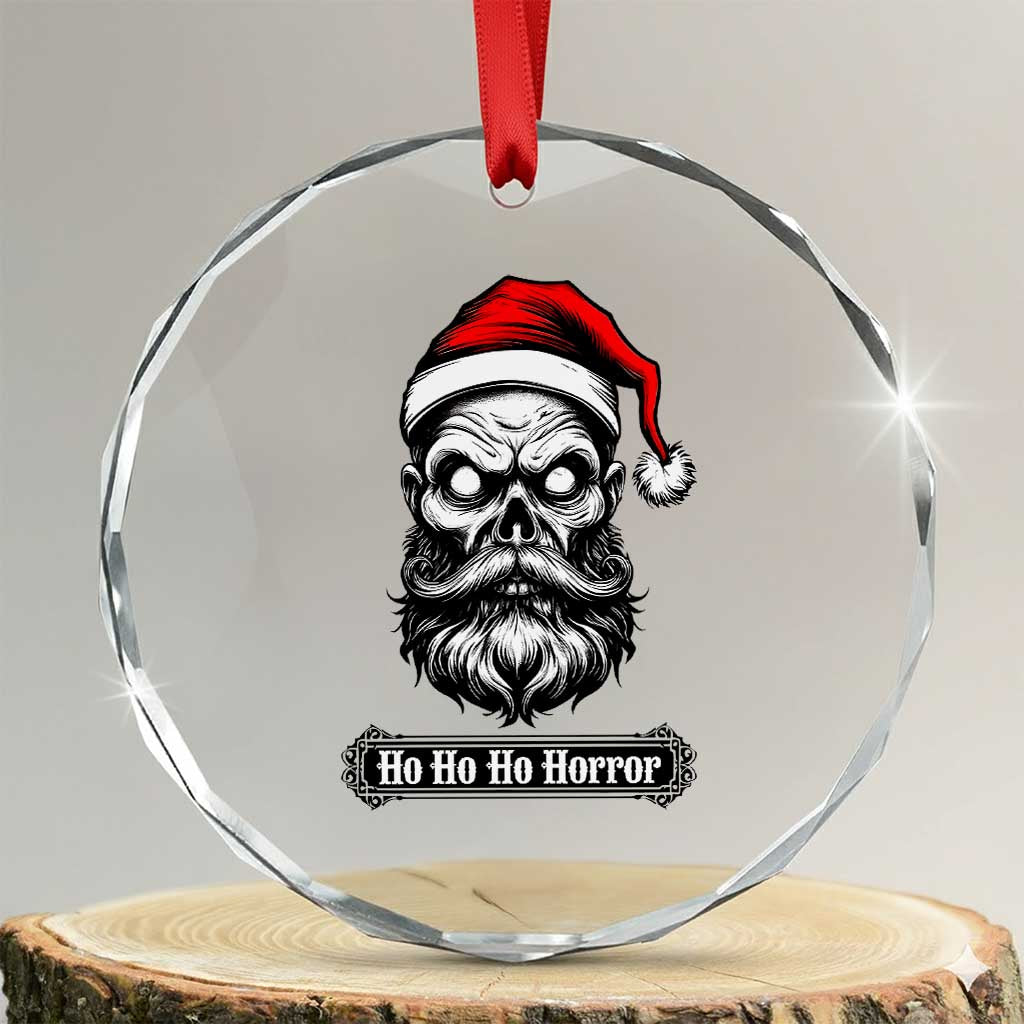 Creepy Christmas Skull Crystal Glass Ornament Ho Ho Ho Horror Santa Gothic Holiday TS02 Transparent Glass 3'' Circle Print Your Wear