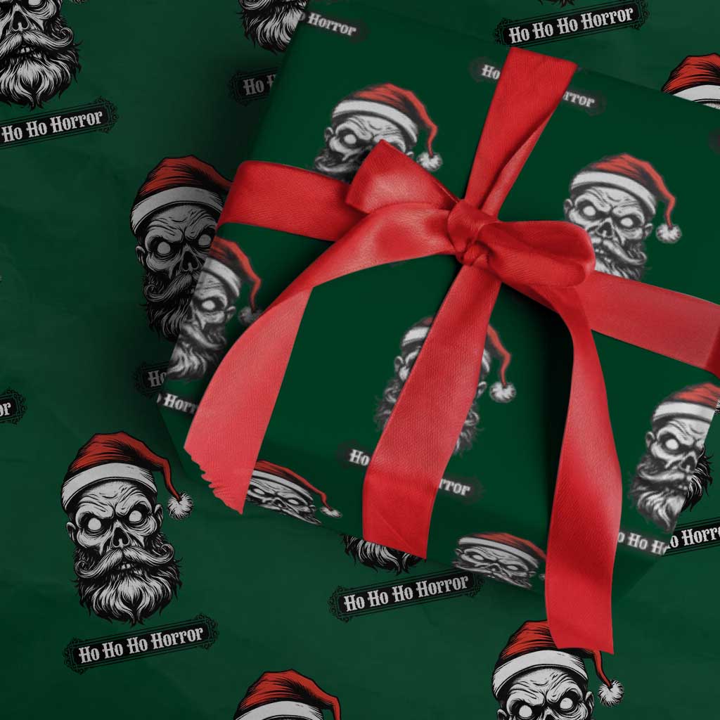 Creepy Christmas Skull Wrapping Paper Roll Ho Ho Ho Horror Santa Gothic Holiday TS02 Green Print Your Wear