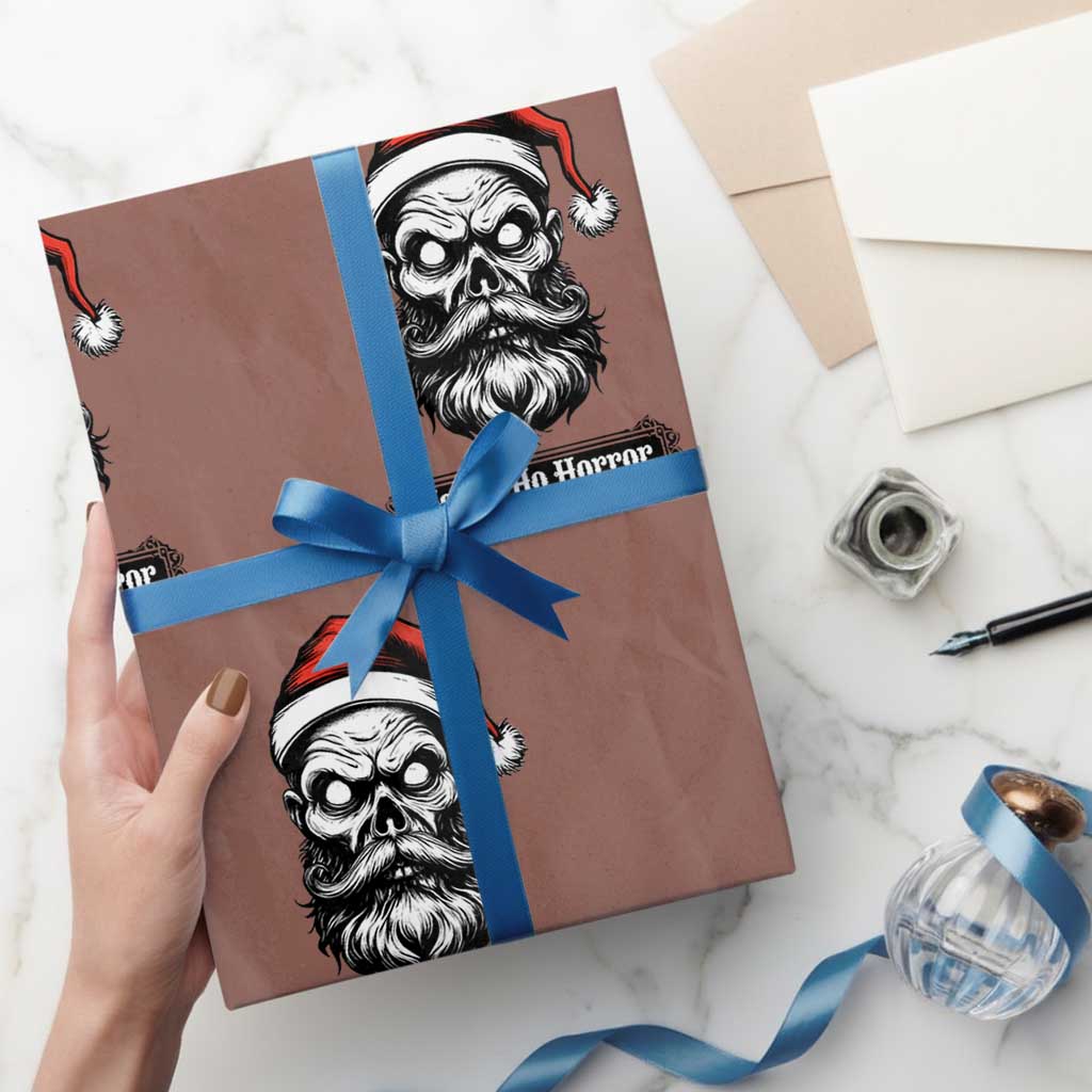 Creepy Christmas Skull Wrapping Paper Roll Ho Ho Ho Horror Santa Gothic Holiday TS02 Mocha Print Your Wear