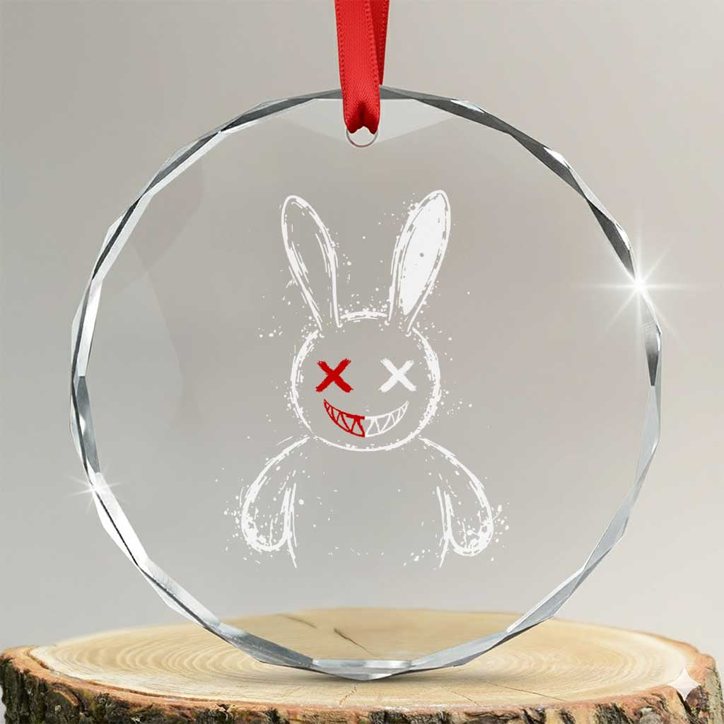 Creepy Cute Bunny Crystal Glass Ornament Rabbit Alt Goth Grunge Horror Aesthetic TS10 Transparent Glass 3'' Circle Print Your Wear