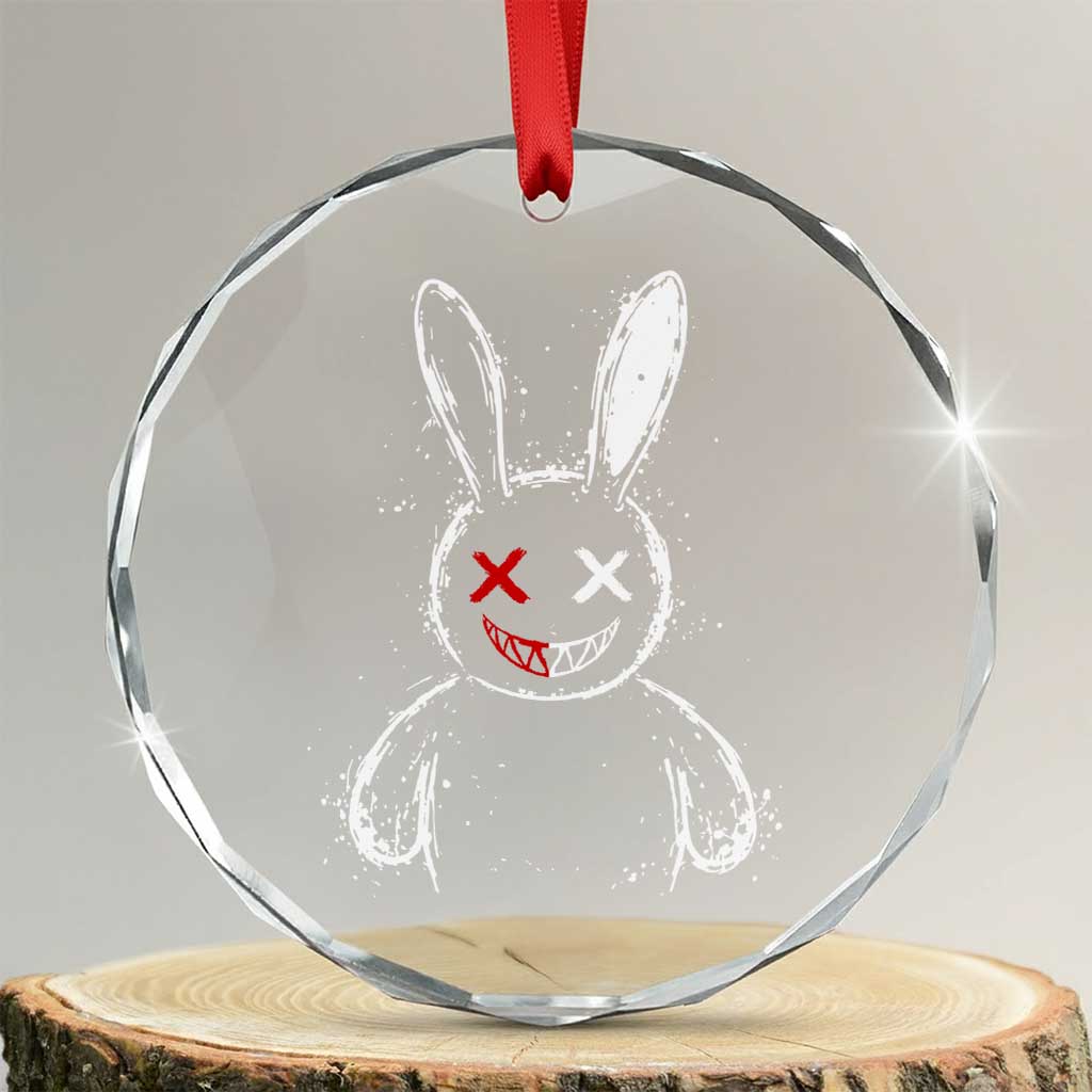 Creepy Cute Bunny Crystal Glass Ornament Rabbit Alt Goth Grunge Horror Aesthetic TS10 Transparent Glass 3'' Circle Print Your Wear