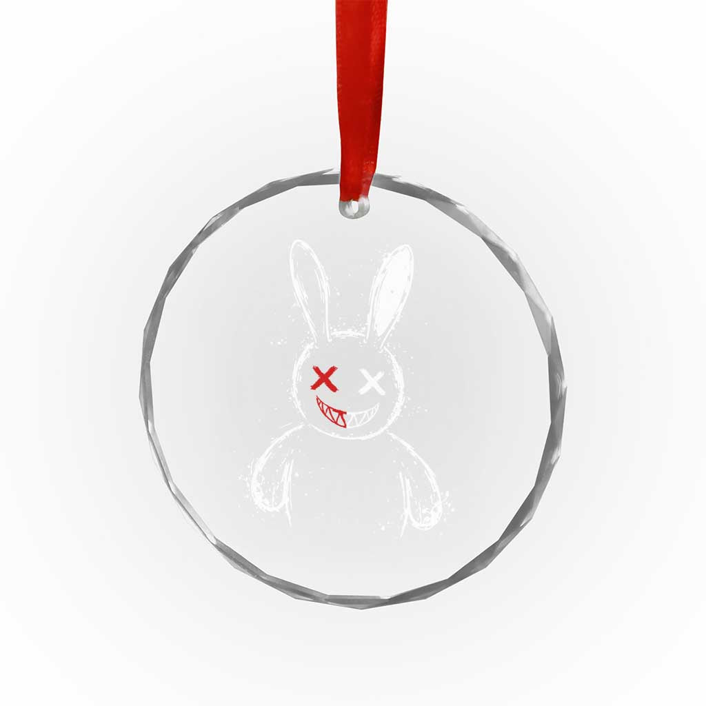 Creepy Cute Bunny Crystal Glass Ornament Rabbit Alt Goth Grunge Horror Aesthetic TS10 Transparent Glass 3'' Circle Print Your Wear