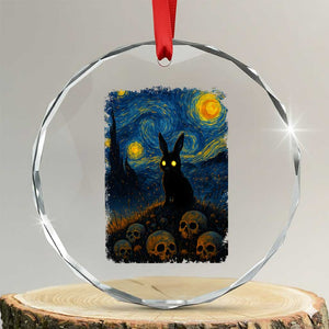 Creepy Cute Bunny Rabbits Crystal Glass Ornament Alt Goth Grunge Dark Horror Starry Night Van Gogh Aesthetic TS10 Transparent Glass 3'' Circle Print Your Wear