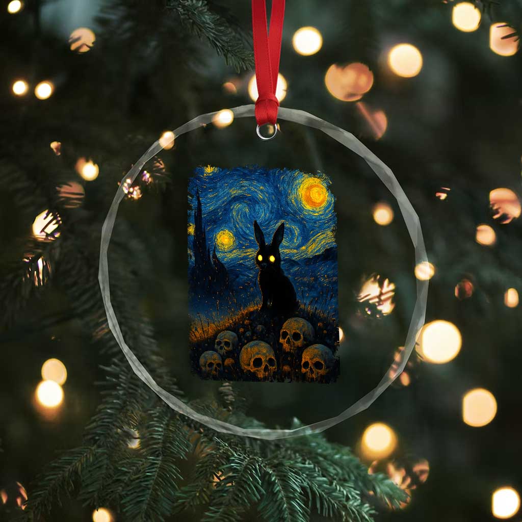 Creepy Cute Bunny Rabbits Crystal Glass Ornament Alt Goth Grunge Dark Horror Starry Night Van Gogh Aesthetic TS10 Print Your Wear