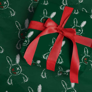 Creepy Cute Bunny Wrapping Paper Roll Rabbit Alt Goth Grunge Horror Aesthetic TS10 Green Print Your Wear
