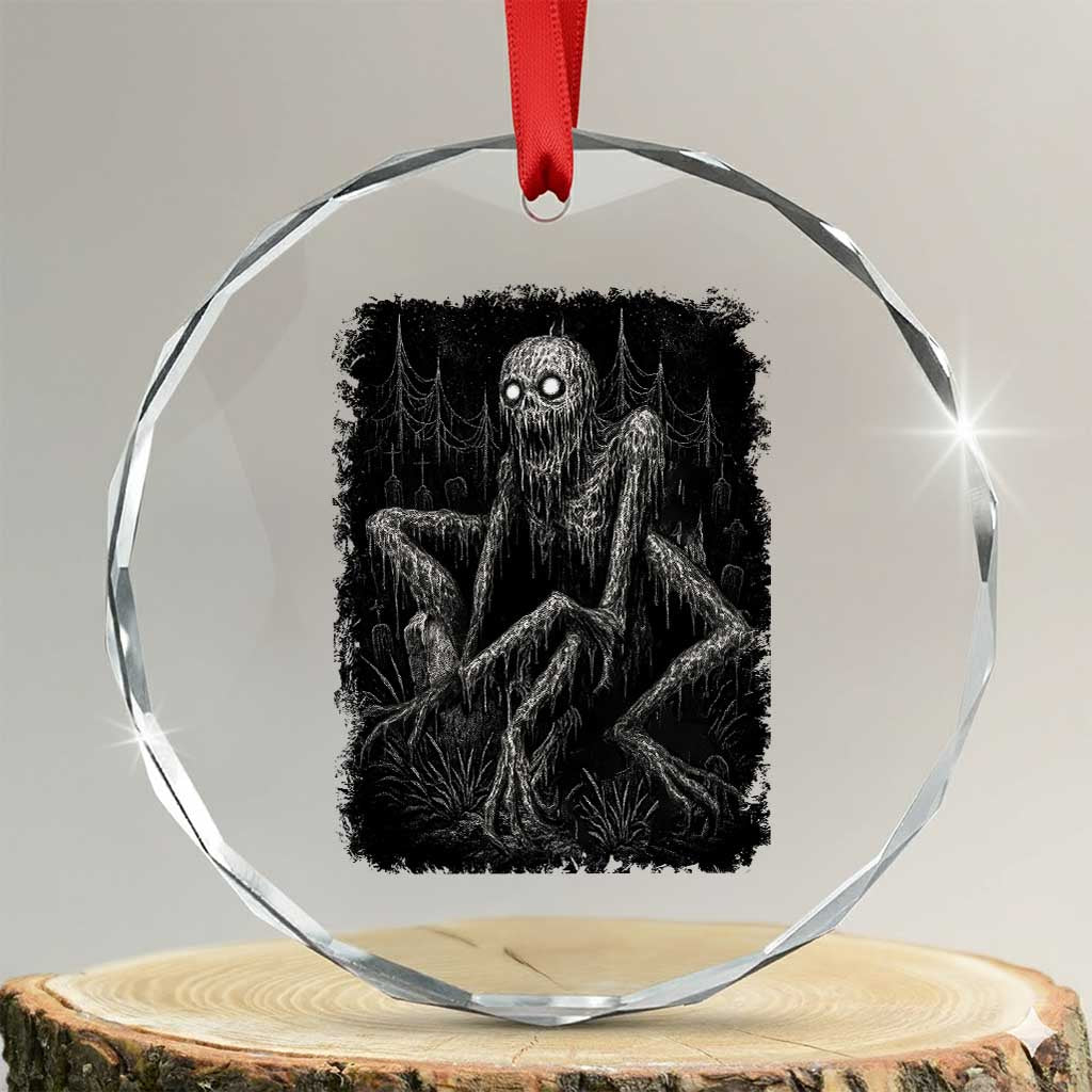 Creepy Rake Crystal Glass Ornament Creepypasta Cryptid Series Alt Goth Grunge Horror Aesthetic TS10 Transparent Glass 3'' Circle Print Your Wear
