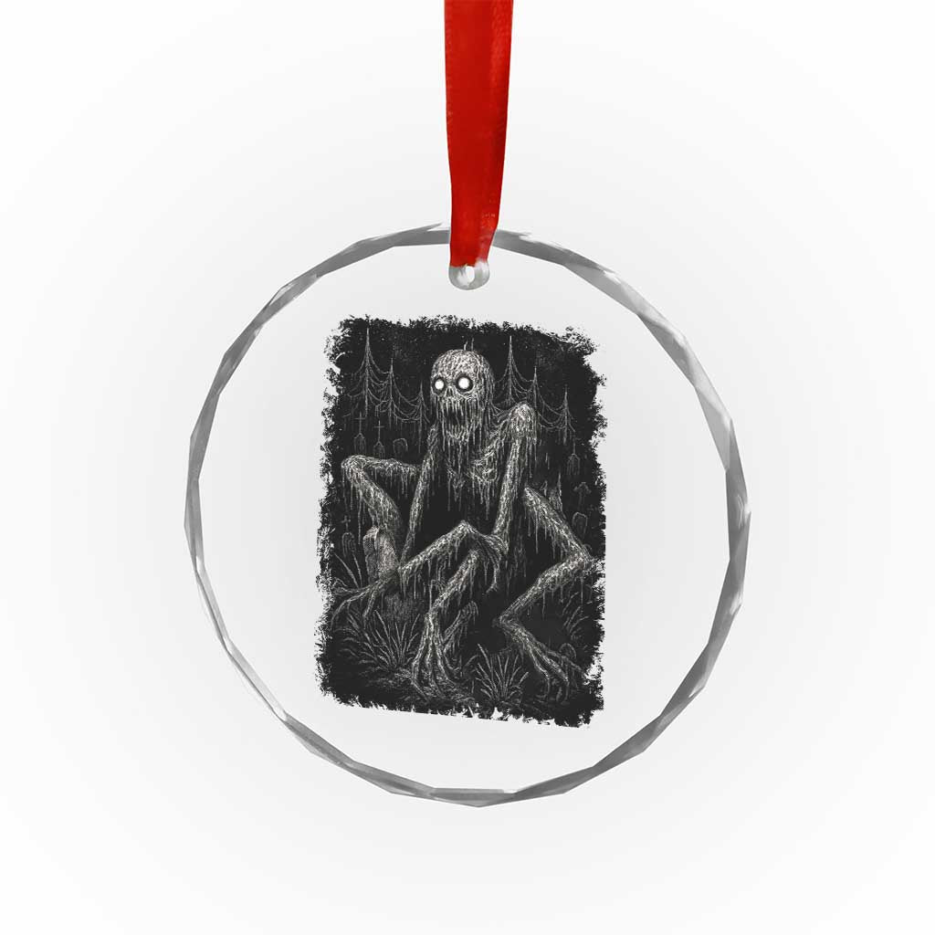Creepy Rake Crystal Glass Ornament Creepypasta Cryptid Series Alt Goth Grunge Horror Aesthetic TS10 Transparent Glass 3'' Circle Print Your Wear