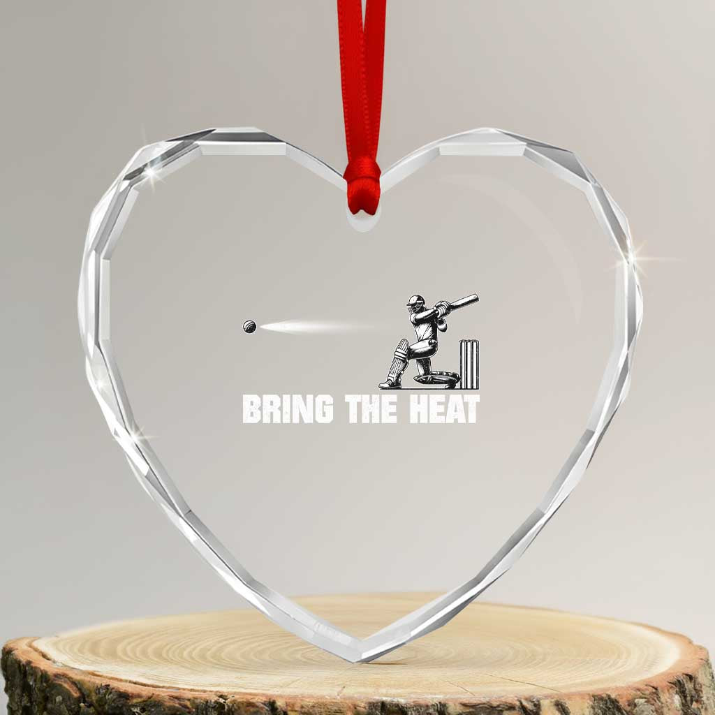 Cricket Player Heart Crystal Glass Ornament Bring The Heat Batting TS10 Transparent Glass 3'' Heart Print Your Wear