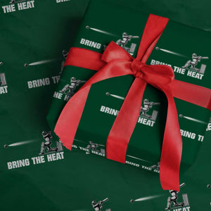 Cricket Player Wrapping Paper Roll Bring The Heat Batting TS10 Green Print Your Wear